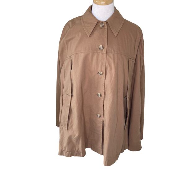 Madras Jackets & Blazers - A.P.C. MADRAS Cotton Collared Button Up Cape Poncho Shirt Tan Small NWT